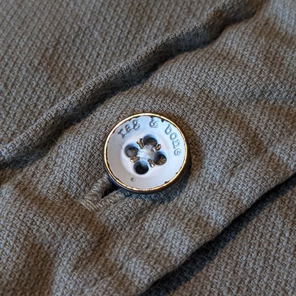 Rag & Bone Men Fit 2 Poplin Button Down Shirt Slim In Olive Green Size S - Picture 4 of 8